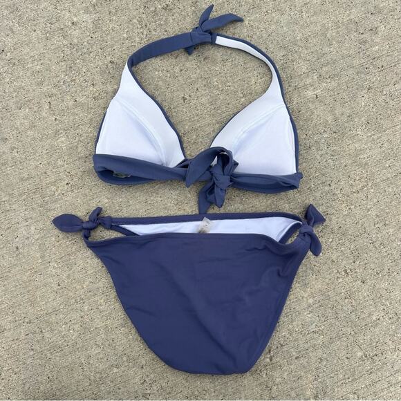 Victoria’s Secret Halter Tie Push Up Dusty Navy Blue Bikini S/M - Picture 2 of 5